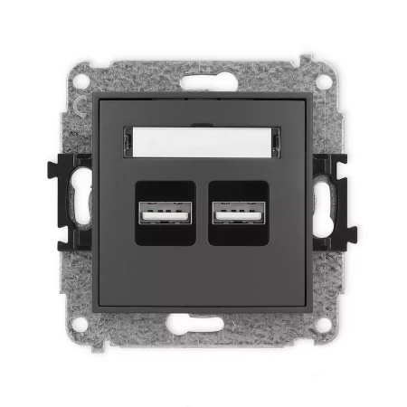 Icon Mechanizm Ładowarki Usb Podwójnej, 5V, 3.1A Grafitowy Mat 28Icusb-6