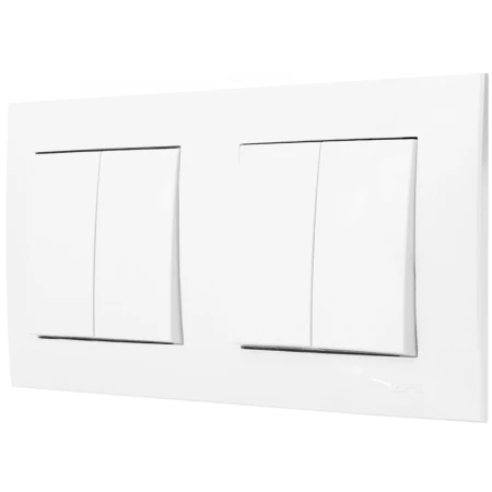 Ospel Szafir Biały Dwa Łączniki Podwójne Zestaw Z Ramką