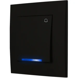 Ospel Szafir Czarny Łącznik Dzwonkowy Zwierny Podświetlenie Niebieskie Zestaw Z Ramką