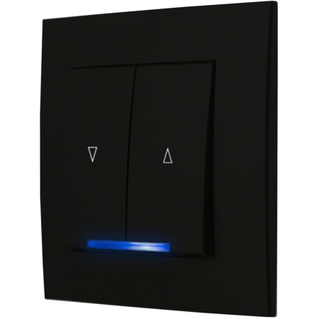 Ospel Szafir Czarny Łącznik Roletowy Z Blokadą Podświetlenie Niebieskie Zestaw Z Ramką