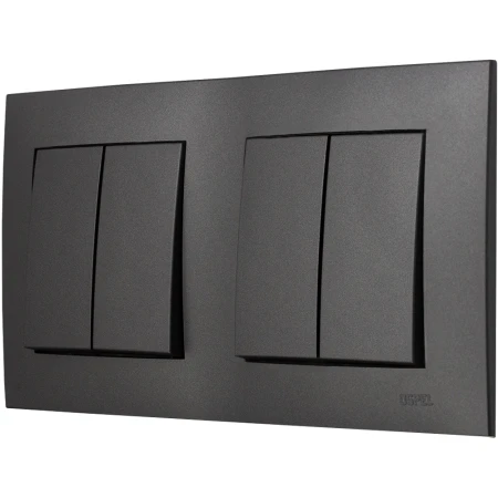 Ospel Szafir Szary Mat Dwa Łączniki Podwójne Zestaw Z Ramką