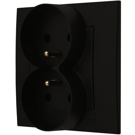 Ospel Szafir Czarny Gniazdo Podwójne Zestaw Z Ramką