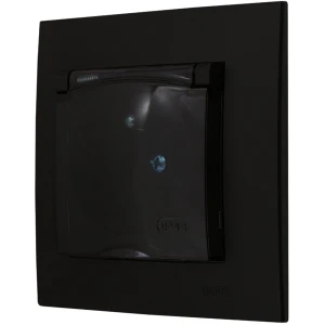 Ospel Szafir Czarny Gniazdo Hermetyczne Ip44 Zestaw Z Ramką