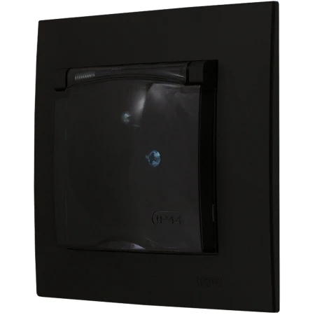 Ospel Szafir Czarny Gniazdo Hermetyczne Ip44 Zestaw Z Ramką