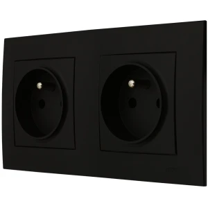 Ospel Szafir Czarny Dwa Gniazda Pojedyncze Zestaw Z Ramką