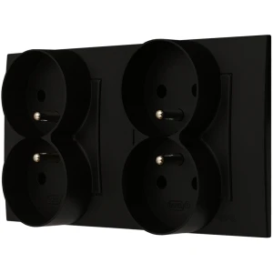 Ospel Szafir Czarny Dwa Gniazda Podwójne Zestaw Z Ramką