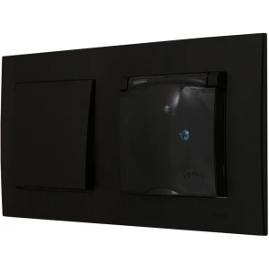 Ospel Szafir Czarny Łącznik Pojedynczy I Gniazdo Hermetyczne Zestaw Z Ramką