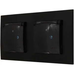 Ospel Szafir Czarny Dwa Gniazda Hermetyczne Zestaw Z Ramką