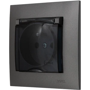 Ospel Szafir Szary Mat Gniazdo Hermetyczne Ip44 Zestaw Z Ramką