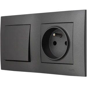 Ospel Szafir Szary Mat Łącznik Pojedynczy Z Gniazdem Pojedynczym Zestaw Z Ramką