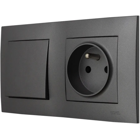 Ospel Szafir Szary Mat Łącznik Pojedynczy Z Gniazdem Pojedynczym Zestaw Z Ramką