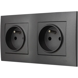 Ospel Szafir Szary Mat Dwa Gniazda Pojedyncze Zestaw Z Ramką