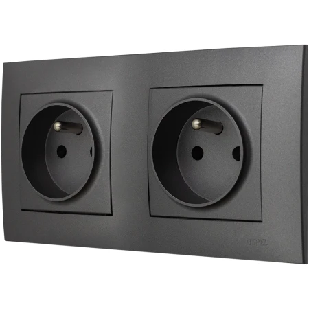 Ospel Szafir Szary Mat Dwa Gniazda Pojedyncze Zestaw Z Ramką