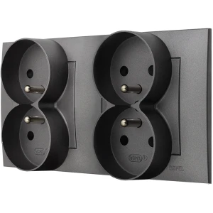 Ospel Szafir Szary Mat Dwa Gniazda Podwójne Zestaw Z Ramką