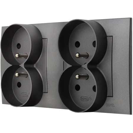 Ospel Szafir Szary Mat Dwa Gniazda Podwójne Zestaw Z Ramką