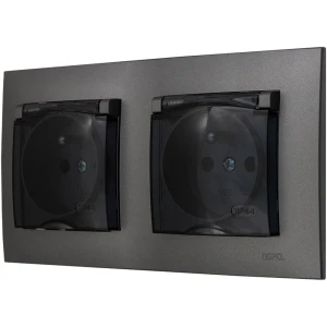 Ospel Szafir Szary Mat Dwa Gniazda Hermetyczne Zestaw Z Ramką