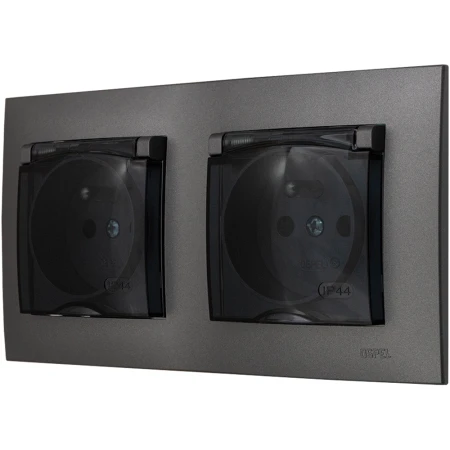 Ospel Szafir Szary Mat Dwa Gniazda Hermetyczne Zestaw Z Ramką