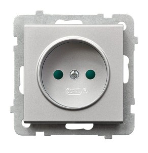 Sonata Srebro Mat Gniazdo Pojedyncze Z Przesłonami Torów Prądowych Gp-1Rp/M/38