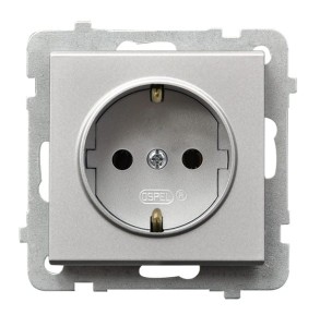 Sonata Srebro Mat Gniazdo Pojedyncze Z Uziemieniem Schuko Gp-1Rs/M/38