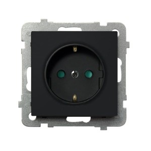 Sonata Czarny Metalik Gniazdo Pojedyncze Z Uziemieniem Schuko Z Przesłonami Torów Prądowych Gp-1Rsp/M/33