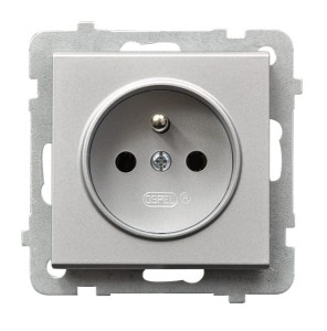 Sonata Srebro Mat Gniazdo Pojedyncze Z Uziemieniem Gp-1Rz/M/38