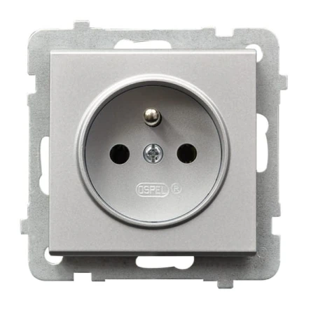 Sonata Srebro Mat Gniazdo Pojedyncze Z Uziemieniem Gp-1Rz/M/38