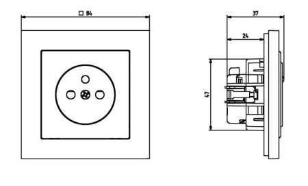 Sonata Czarny Metalik Gniazdo Pojedyncze Z Uziemieniem Z Przesłonami Torów Prądowych Gp-1Rzp/M/33