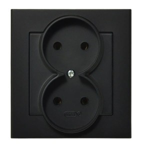 Sonata Czarny Metalik Gniazdo Podwójne Kompletne Z Ramką Gp-2R/33