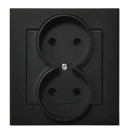 Sonata Czarny Metalik Gniazdo Podwójne Kompletne Z Ramką Gp-2R/33
