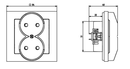 Sonata Czarny Metalik Gniazdo Podwójne Kompletne Z Ramką Gp-2R/33