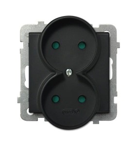 Sonata Czarny Metalik Gniazdo Podwójne Moduł Bez Ramki Gp-2Rr/M/33