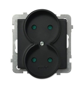 Sonata Czarny Metalik Gniazdo Podwójne Z Przesłonami Torów Prądowych, Moduł Bez Ramki Gp-2Rrp/M/33