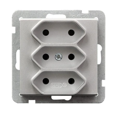 Sonata Srebro Mat Gniazdo Potrójne Euro Gp-3R/M/38