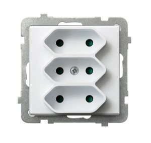 Sonata Biały Gniazdo Potrójne Euro Z Przesłonami Torów Prądowych Gp-3Rp/M/00