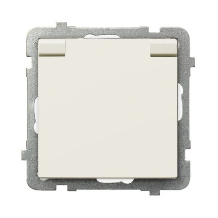 Sonata Ecru Gniazdo Bryzgoszczelne Z Uziemieniem Ip-44 Wieczko W Kolorze Wyrobu Gph-1Rz/M/27/W