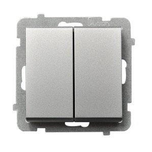 Sonata Srebro Mat Łącznik Schodowy + Jednobiegunowy Łp-9R/M/38