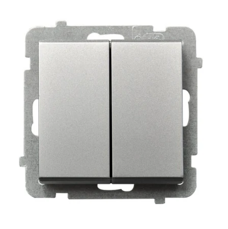 Sonata Srebro Mat Łącznik Schodowy + Jednobiegunowy Łp-9R/M/38