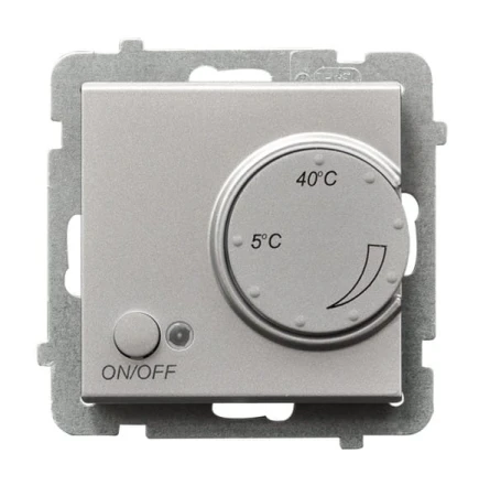 Sonata Srebro Mat Regulator Temperatury Z Czujnikiem Podpodłogowym Rtp-1R/M/38