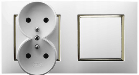 Gniazdo Z Włącznikiem Do Sypialni Biały Złoty