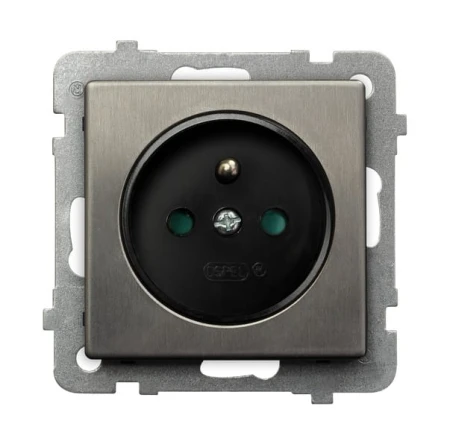 Sonata Stal Inox Gniazdo Pojedyncze Z Uziemieniem Z Przesłonami Torów Prądowych Gp-1Rmzp/M/37
