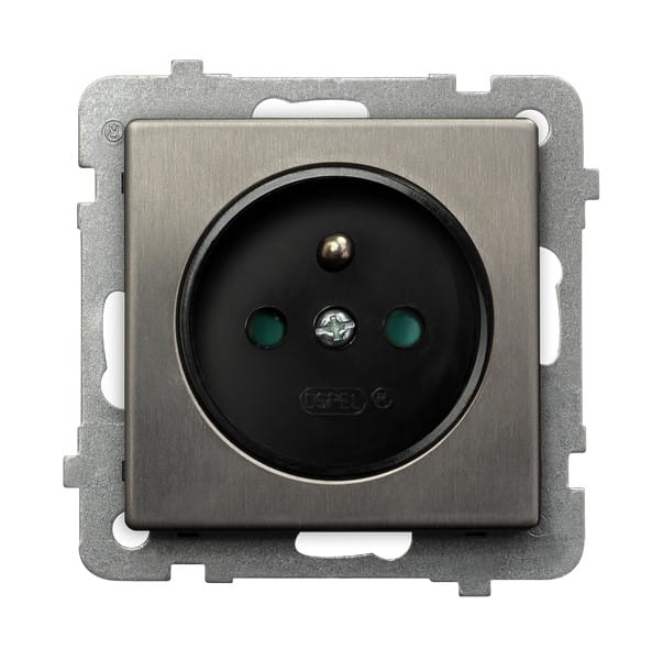 Sonata Stal Inox Gniazdo Pojedyncze Z Uziemieniem Z Przesłonami Torów Prądowych Gp-1Rmzp/M/37