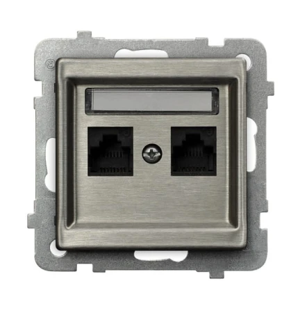 Sonata Stal Inox Gniazdo Komputerowe Podwójne, Kat. 5E Mmc Gpk-2Rm/K/M/37