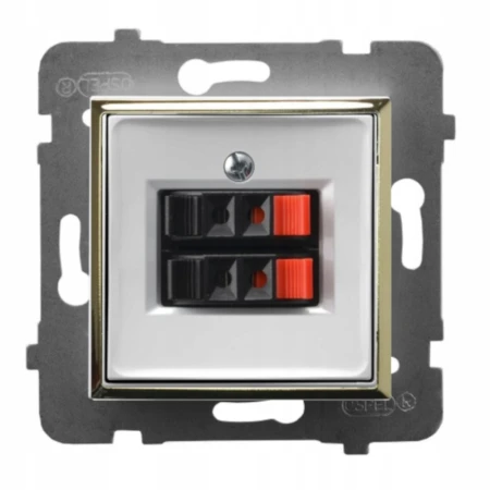 Moduł Biały/ Złoty Bez Ramki Gniazdo Głośnikowe 2X