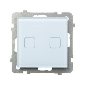 Sonata Touch Białe Szkło Łącznik Dotykowy Dwugrupowy Zwierny Z Podświetleniem Łpd-18Rs/M/31