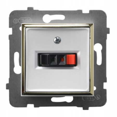 Moduł Biały/ Złoty Bez Ramki Gniazdo Głośnikowe 1X