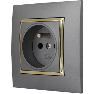 Gniazdo Pojedyncze Kontakt Elektryczny Ospel Aria Szary Złoto