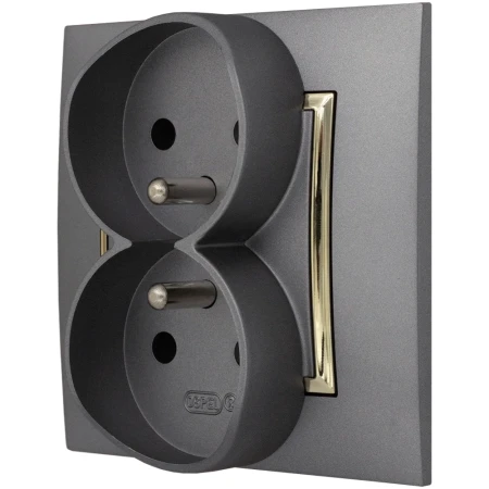 Gniazdo Podwójne Z Uziemieniem Ospel Aria Gniazdko Szary Złoto