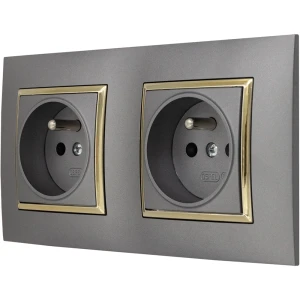 Zestaw Dwóch Gniazd W Ramce Szary Złoto