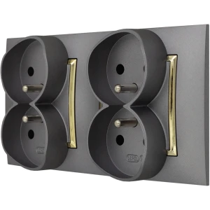 Gniazdo Poczwórne Pokojowe Ścienne Szary Złoto