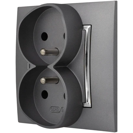 Gniazdo Podwójne Z Uziemieniem Ospel Aria Gniazdko Szary Srebro